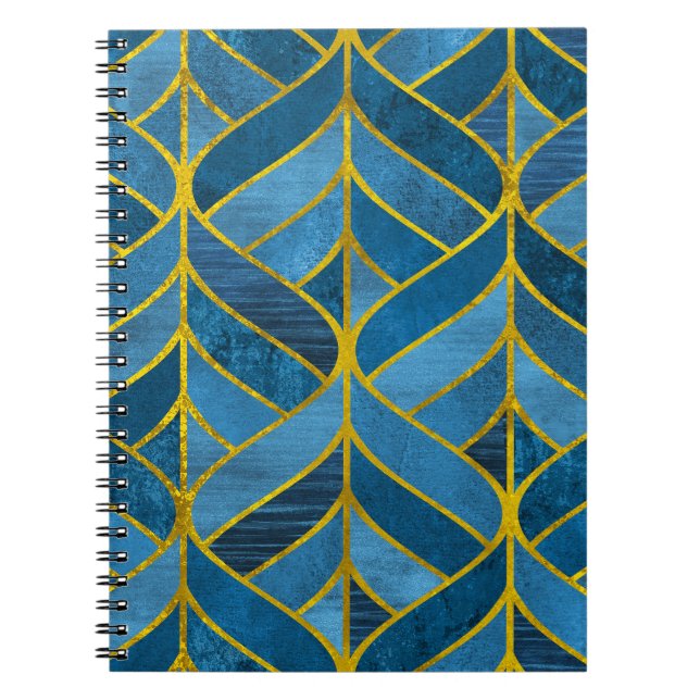 Gold Blue Grunge Muster Notizblock (Vorderseite)