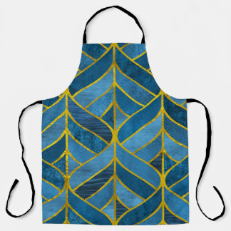 Gold Blue Grunge Muster Schürze