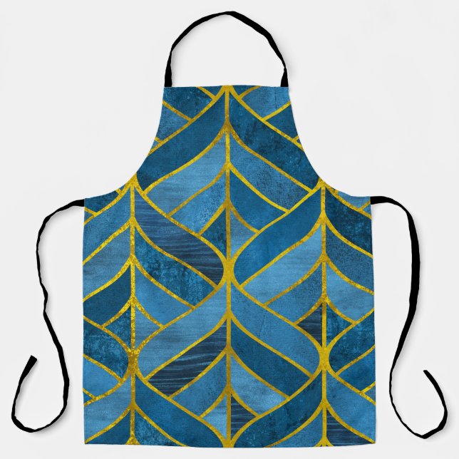 Gold Blue Grunge Muster Schürze (Vorderseite)