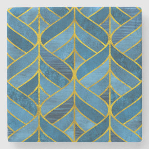 Gold Blue Grunge Muster Steinuntersetzer