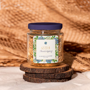 Gold Blue Hydrangea 65. Hochzeitstag Party Quadratischer Aufkleber