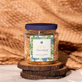 Gold Blue Hydrangea Party zum 25. Jahrestag der Ho Quadratischer Aufkleber