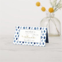 GOLD BLUE INDIGO WATERCOLOR DOTS BAR BAT MITZVAH