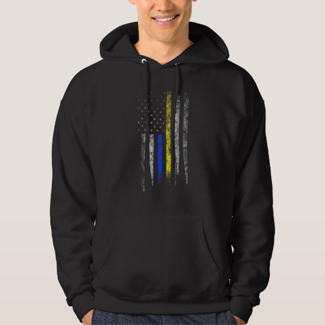 Gold Blue Line 911 Polizei Dispatcher erste Antwor Hoodie (Vorderseite)