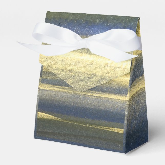 Gold Blue Lines Tent Geschenk Wrappi9ng Geschenkschachtel (Vorderseite)