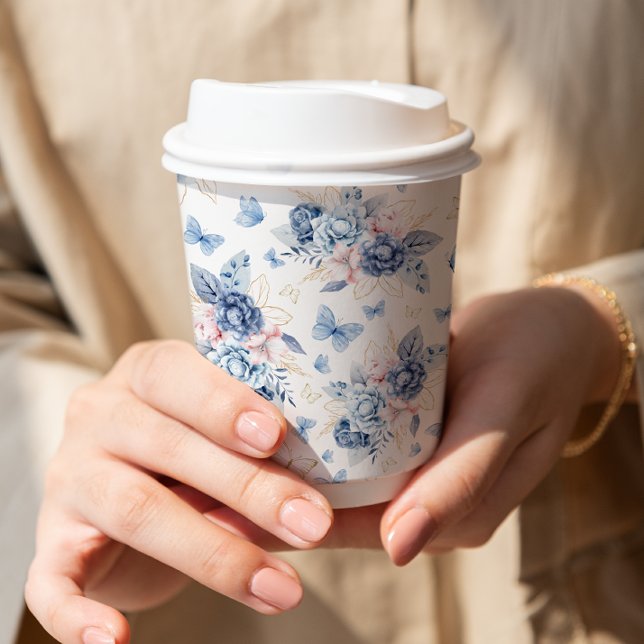 Gold & Blue Little Butterfly Boy Baby Dusche Pappbecher (Von Creator hochgeladen)