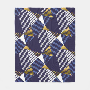 Gold Blue Luxe: Geometrisches nahtloses Muster Fleecedecke