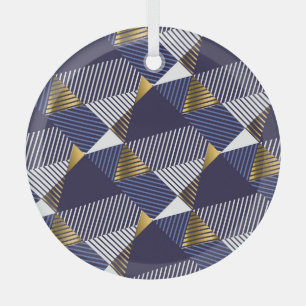 Gold Blue Luxe: Geometrisches nahtloses Muster Ornament Aus Glas