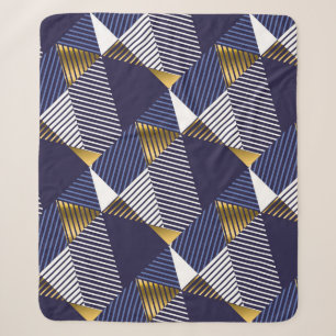Gold Blue Luxe: Geometrisches nahtloses Muster Sherpadecke