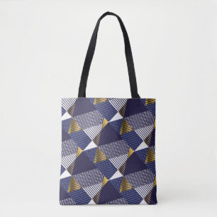 Gold Blue Luxe: Geometrisches nahtloses Muster Tasche
