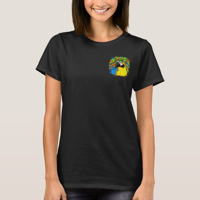 Gold & Blue Macaw Fantasy Women Fleece Zip Jogger T-Shirt (Vorderseite)