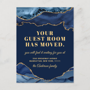 Gold Blue Marble Neue Ankündigung zur Adressenvers Postkarte