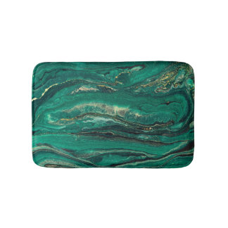 Gold Blue Marbling: Fluid Art Badematte