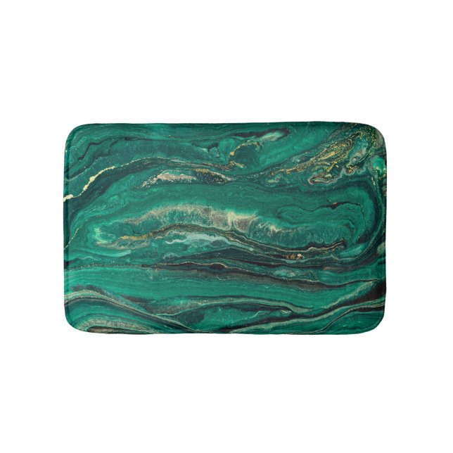 Gold Blue Marbling: Fluid Art Badematte (Vorderseite)