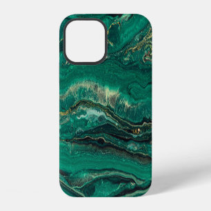 Gold Blue Marbling: Fluid Art iPhone 12 Hülle