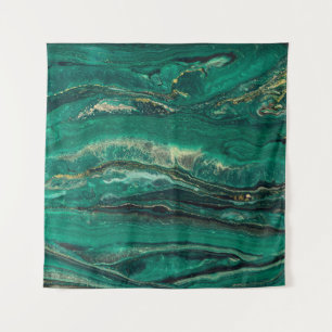 Gold Blue Marbling: Fluid Art Wandteppich