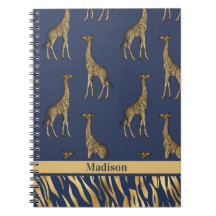 Gold Blue Name Giraffe Tiger Eleganter Chic Stilvo
