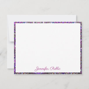 Gold Blue Pink Glitzer Handgeschriebenes Script El Mitteilungskarte