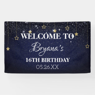 Gold Blue Prom Under Stars Startnight Geburtstag Banner
