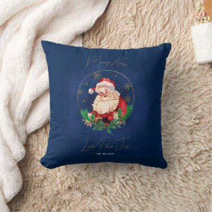 Gold Blue Santa Elegante Vintag Frohe Weihnachten Kissen