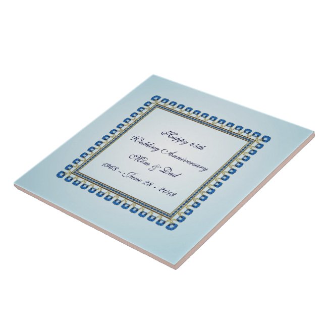 Gold Blue Saphir 45. Hochzeitstag Fliese (Seite)