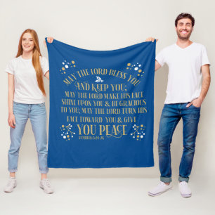 Gold Blue Sessing Numbers Scripting Gebet Fleecedecke