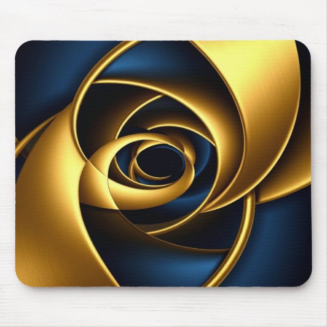 gold blue spiral abstract vortex pattern luxury ge mousepad (Vorne)