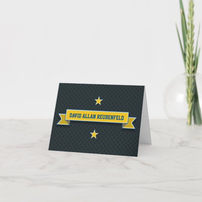 Gold Blue Sport Tackle Twill Bar Mitzvah Merci (Devant)