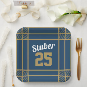 Gold & Blue Sport-Themen-Papierplatte Pappteller