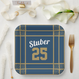 Gold & Blue Sports Themenpapiertafel Pappteller