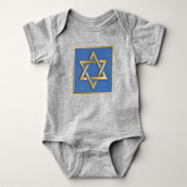 Gold Blue Star von David Art Panel Baby Bodysuit Strampler