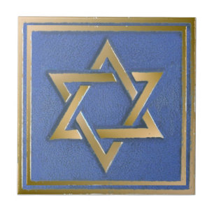 Gold Blue Star von David Art Panel Fliese