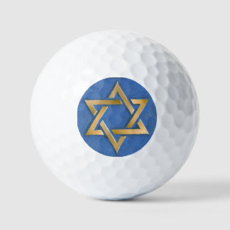 Gold Blue Star von David Art Panel Golfball