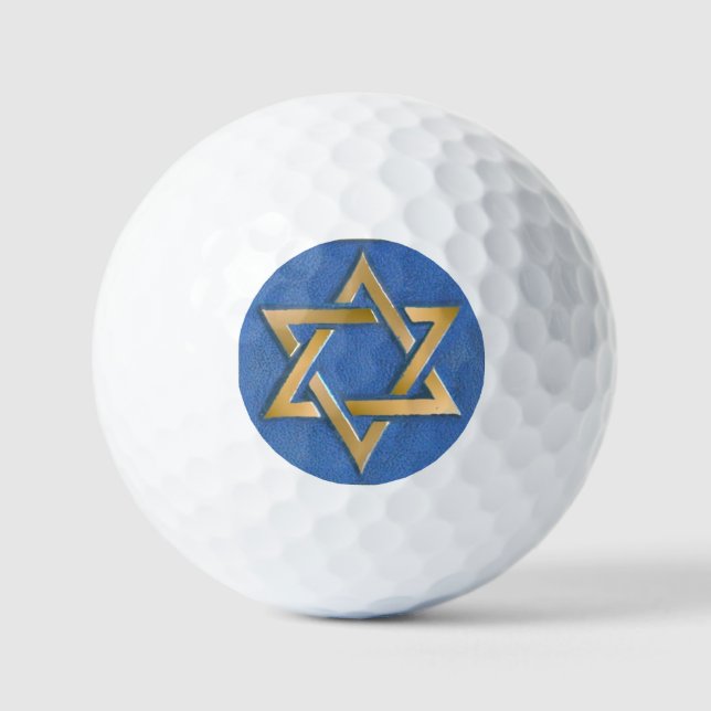 Gold Blue Star von David Art Panel Golfball (Vorderseite)