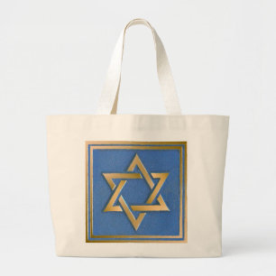 Gold Blue Star von David Art Panel Jumbo Stoffbeutel