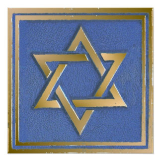 Gold Blue Star von David Art Panel Poster