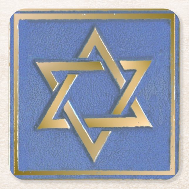 Gold Blue Star von David Art Panel Rechteckiger Pappuntersetzer (Vorderseite)