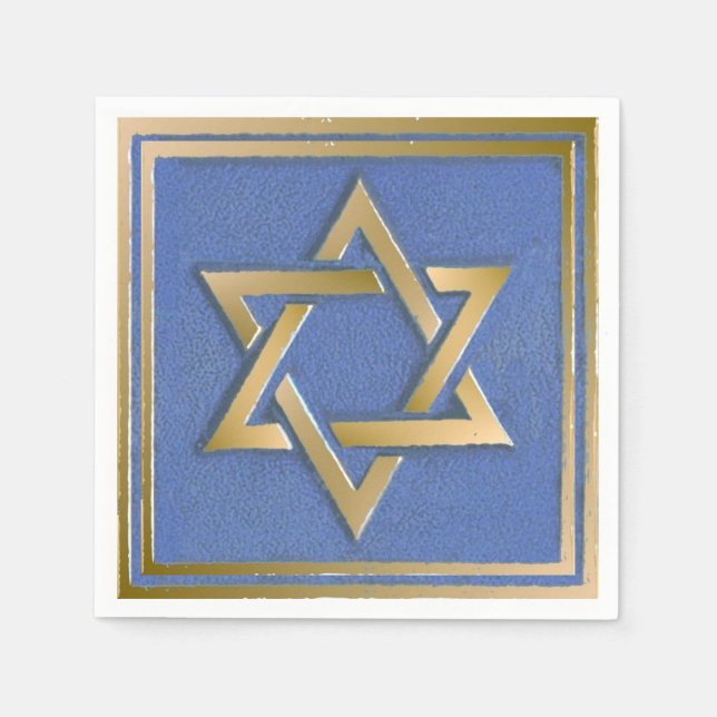 Gold Blue Star von David Art Panel Serviette (Vorderseite)
