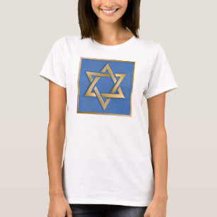 Gold Blue Star von David Art Panel T - Shirt