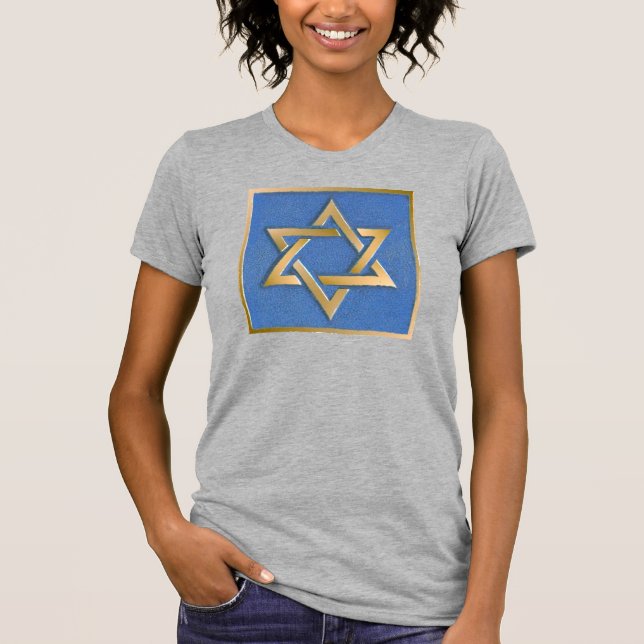 Gold Blue Star von David Art Panel T - Shirt (Vorderseite)