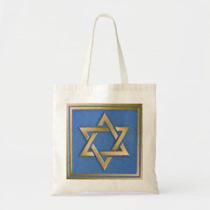 Gold Blue Star von David Art Panel Tragetasche