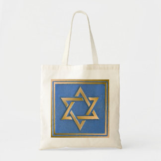 Gold Blue Star von David Art Panel Tragetasche