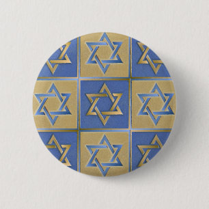 Gold Blue Star von David Art Panels Button