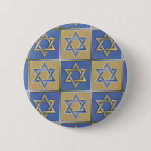 Gold Blue Star von David Art Panels Button