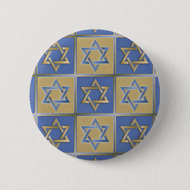 Gold Blue Star von David Art Panels Button (Vorderseite)