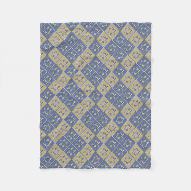 Gold Blue Star von David Art Panels Fleecedecke (Vorderseite)