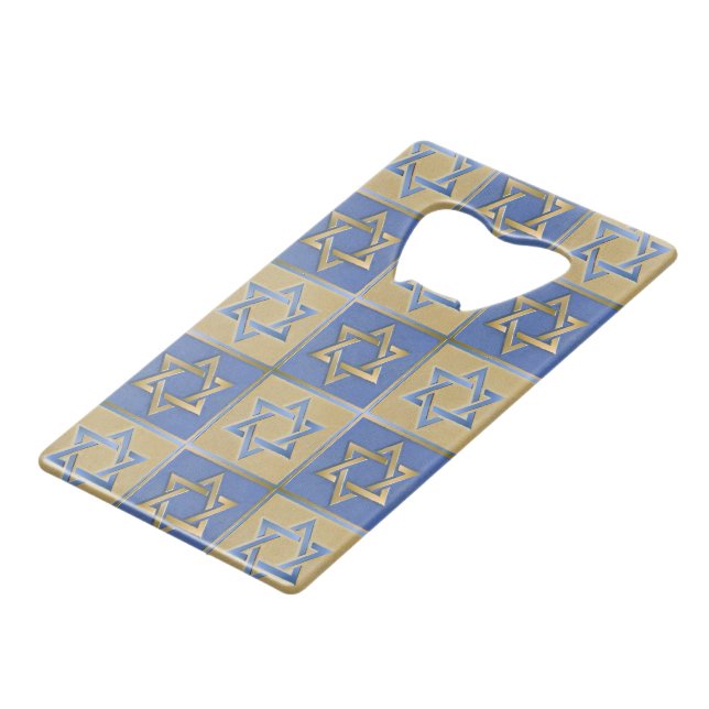 Gold Blue Star von David Art Panels Geldbeutel Flaschenöffner (Vorderseite Schrägansicht)