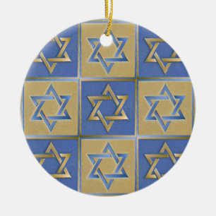 Gold Blue Star von David Art Panels Keramik Ornament