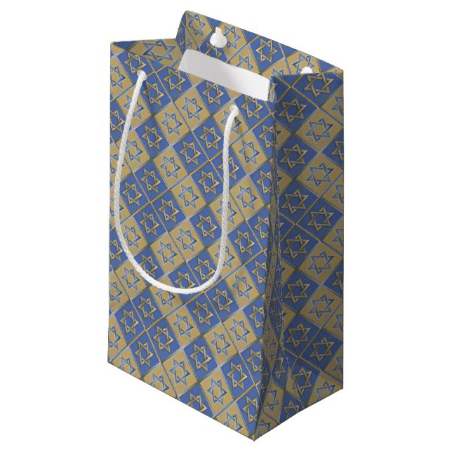 Gold Blue Star von David Art Panels Kleine Geschenktüte (Vorderseite Schrägansicht)