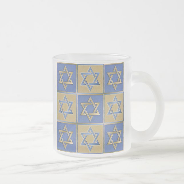Gold Blue Star von David Art Panels Mattglastasse (Rechts)